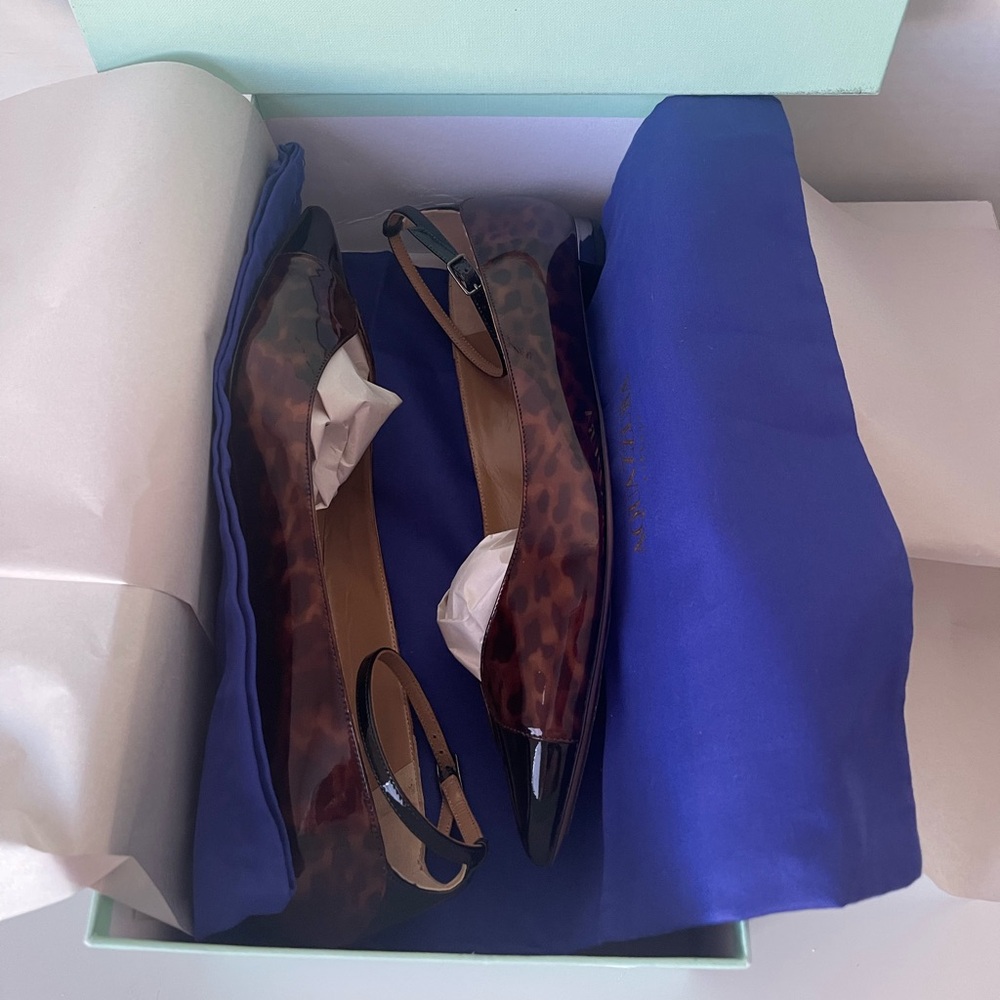 NWT AQUAZZURA PINOT BALLET TORTOISE SHELl /BLACK - Picture 3 of 14